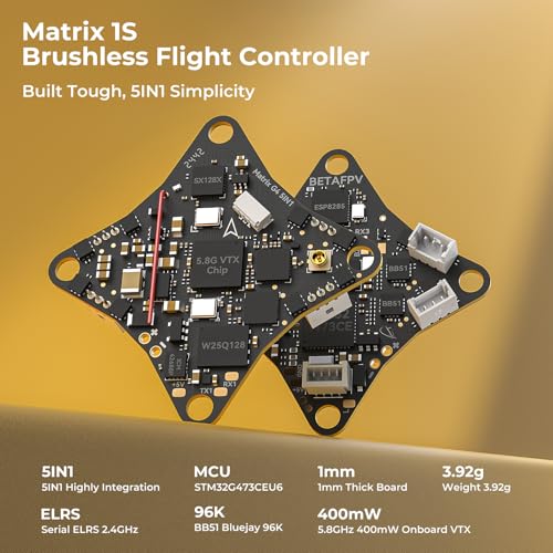 BETAFPV Meteor75 Pro 1S Brushless Drone with Matrix 1S 5IN1 FC, 1102 22000KV Motor, 45mm 3-Blade Prop for FPV Freestyle Racing Indoor Outdoor, Fly Time Up to 6.5Min with BT2.0 550mAh Lipo - ELRS