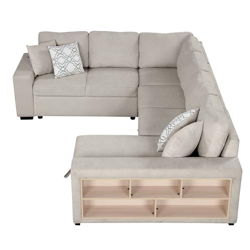 Oversized U-Shaped Sectional Sofa Couch Plush Corduroy Upholstered Modular Deep Seat Sofa&Couch Sectional W/Right Facing Chaise Lounge and 7 Toss Pillows for Home Apartment Living Room Furniture Sets