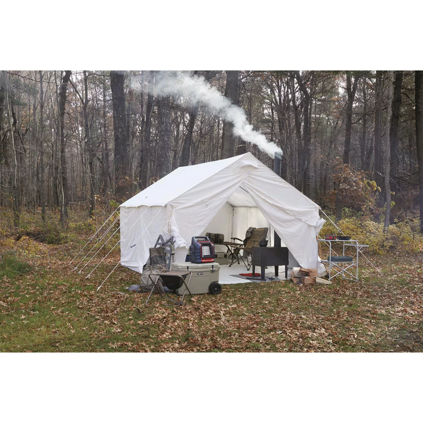 Guide Gear Large Outdoor Wood Burning Stove Portable with Chimney Pipe for Cooking, Camping, Tent, Hiking, Fishing, Backpacking