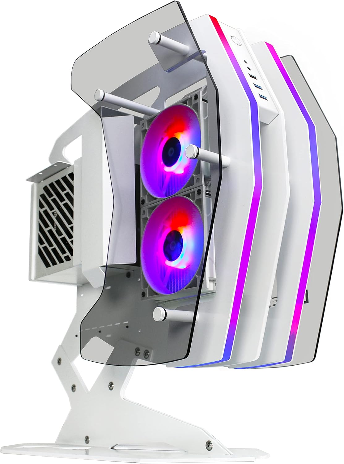 KEDIERS PC Gaming Case Computer Case ATX Mid Tower Open Case - USB3.0 - Remote Control - 2 Tempered Glass - Cooling System - Airflow - Cable Management