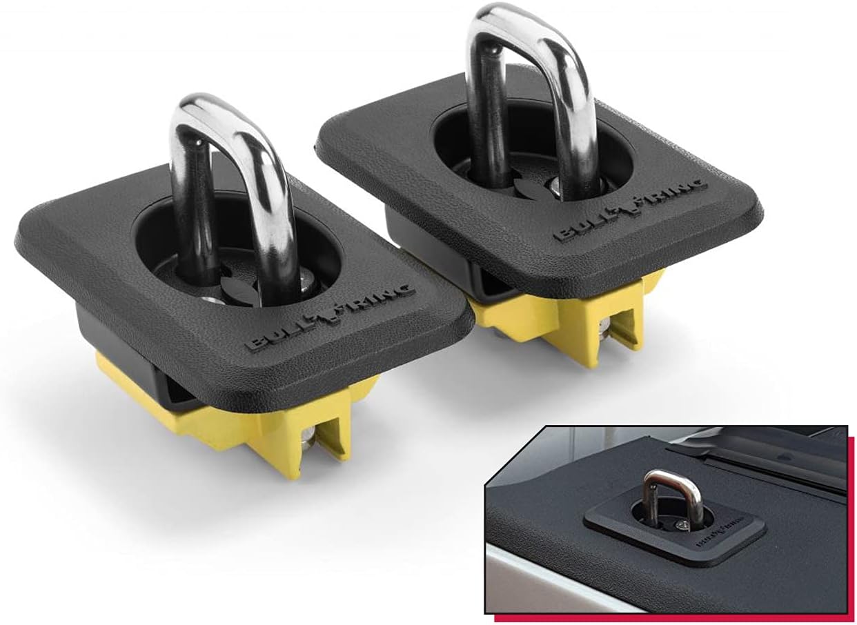 Bull Ring Classic Raised Fit Retractable Tie Down Anchors for '98-14 Ford F150, 98-16 Ford Super Duty, 88-13 Chevrolet Silverado and GMC Sierra, 95-08 Dodge RAM (2 Pairs)