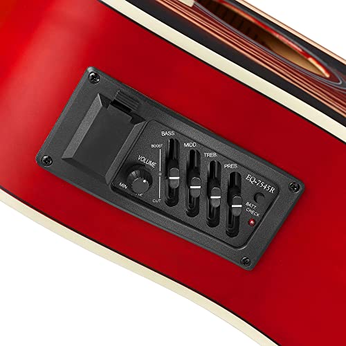 Ashthorpe Full-Size Dreadnought Cutaway Acoustic Electric Guitar Package with 10 Watt Amp - Black