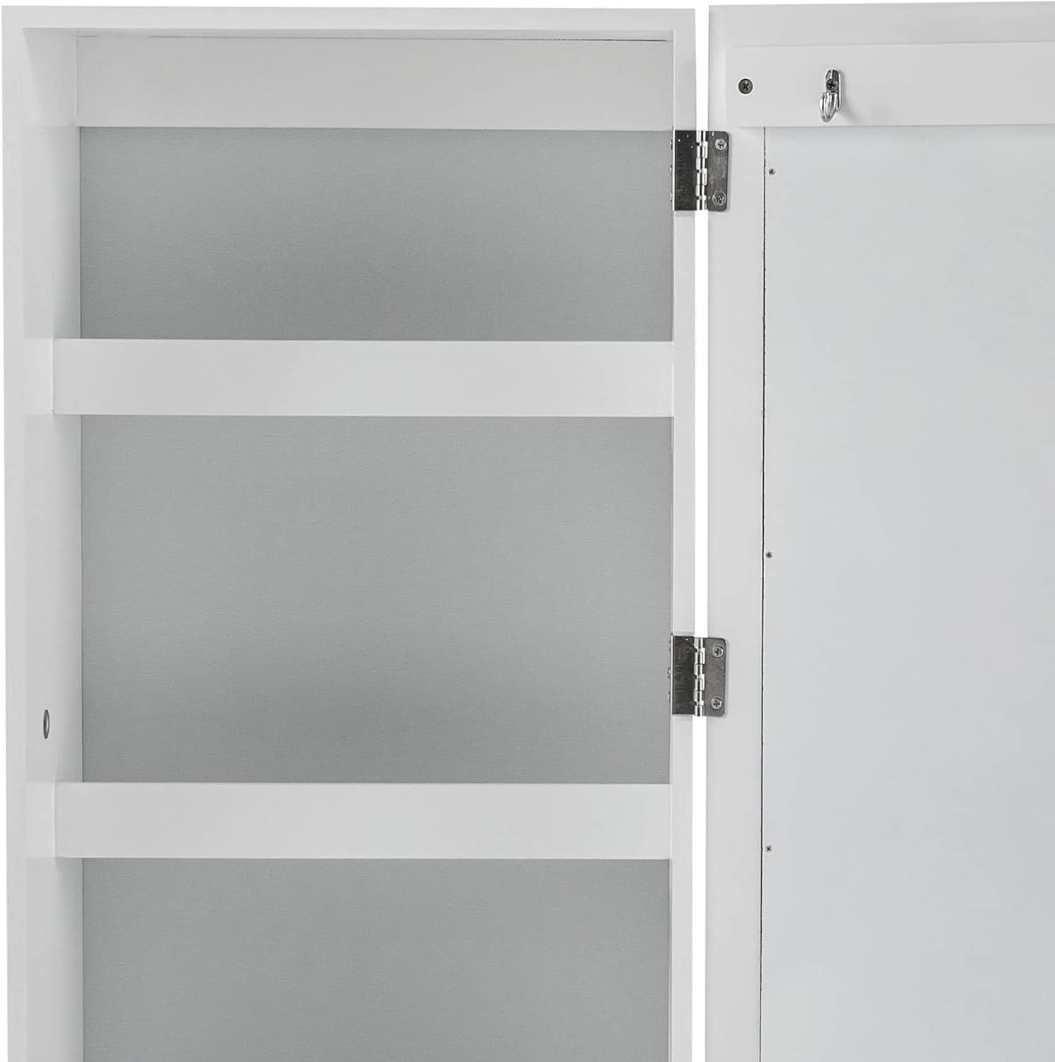 Wall-Mounted Ironing Board Cabinet with Mirror, Built-in Swivel Ironing Board Foldable Ironing Storage Station for Home, Apartment, White