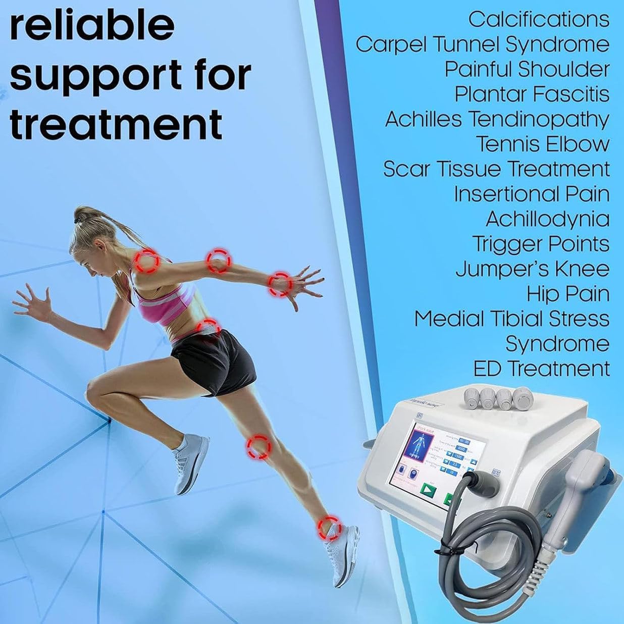 Pneumatic Extracorporeal Shockwave Therapy Machine, Portable Multifunctional Shock Wave Massager with 5 Massage Heads, for Pain Relief Massage