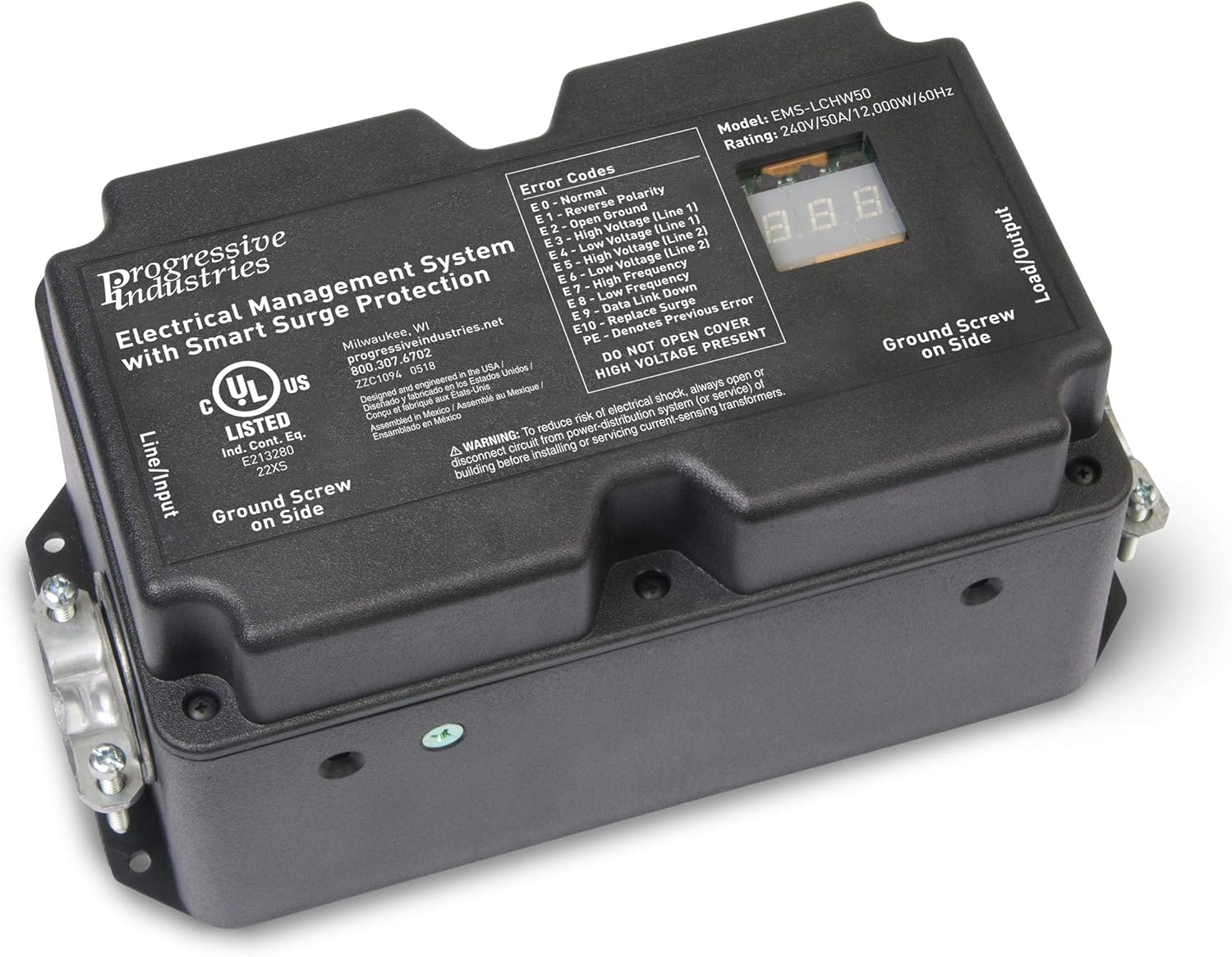 Progressive Industries 50 Amp Portable RV Electrical Management System Surge Protector (1 MIN), EMS-PT50X , Black