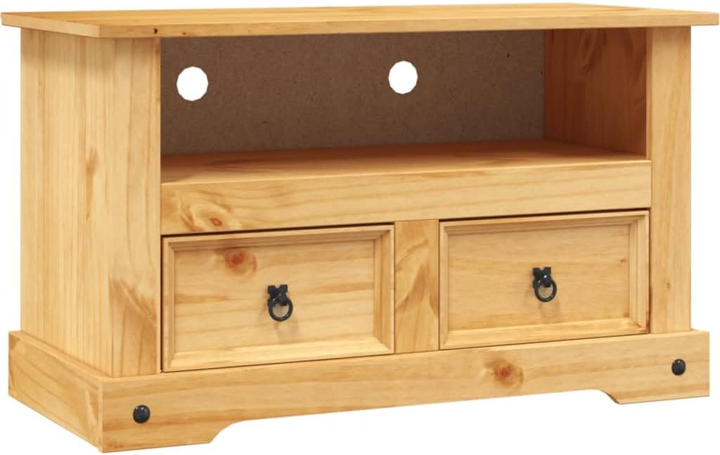 TV Stand, Tv Tray Center Console Low Tv Stand Retro Tv Stand Suitable for Entryway Small Spaces Bedroom Living Room Mexican Pine Corona Range 35.8"x16.9"x22"