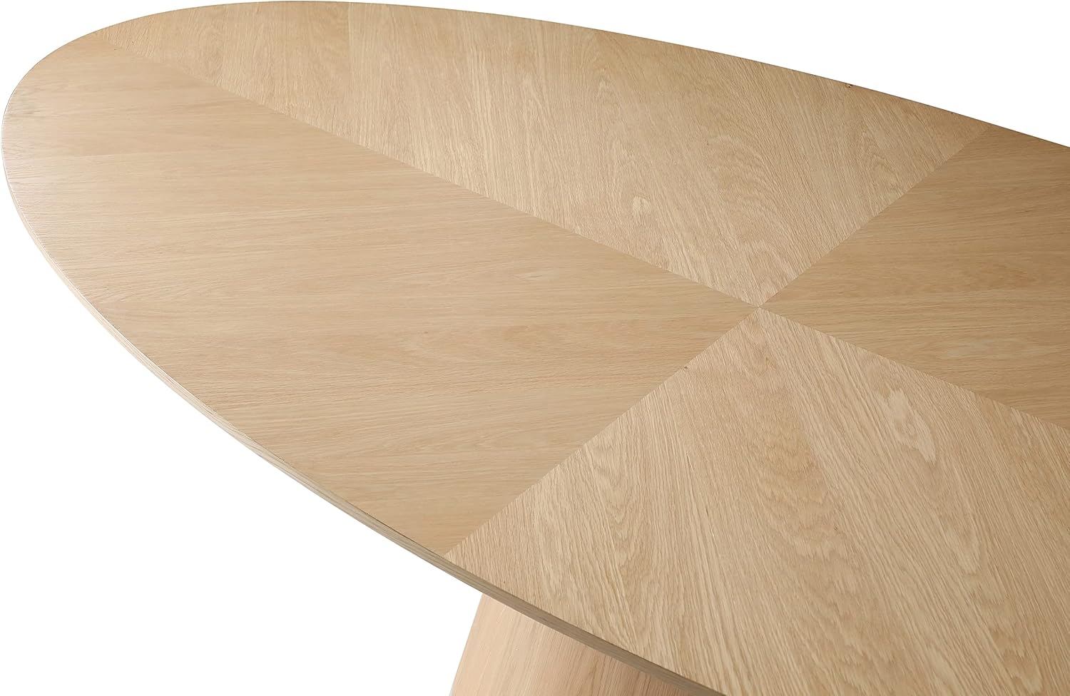Meridian Furniture Gavin Collection Mid Century Oval White Oak Wood Dining Table, 90" W x 43.5" D x 30" H
