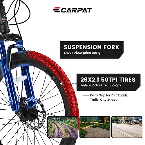 24/26/27.5 Inch Wheels Mountain Bike Shimano 21 Speeds with Mechanical Disc Brakes Aluminum/High-Carbon Steel Frame Suspension MTB Bikes Mountain Bicycle for Adult & Teenagers