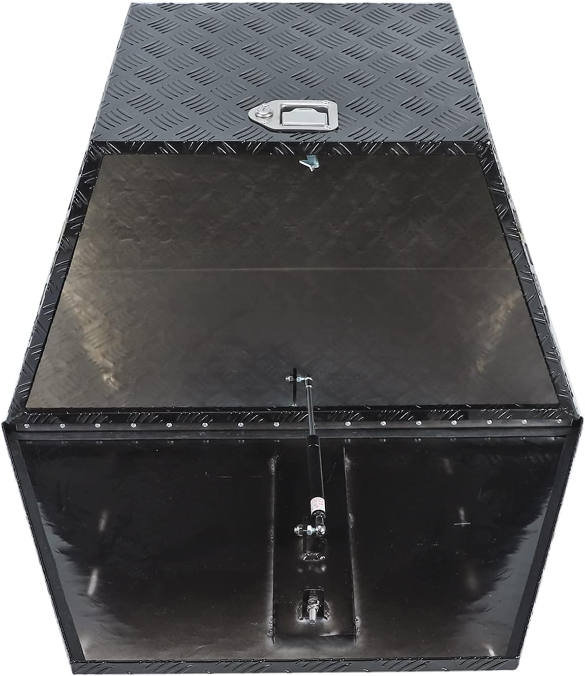 18X17X17.75 Black Aluminum 5 Bar Tread Tool Box Truck Car Outdoor Trailer Pickup Underbody Toolbox,RV Storage Organizer，Underbed Tools Organizer W/Lock Latch w/Keys