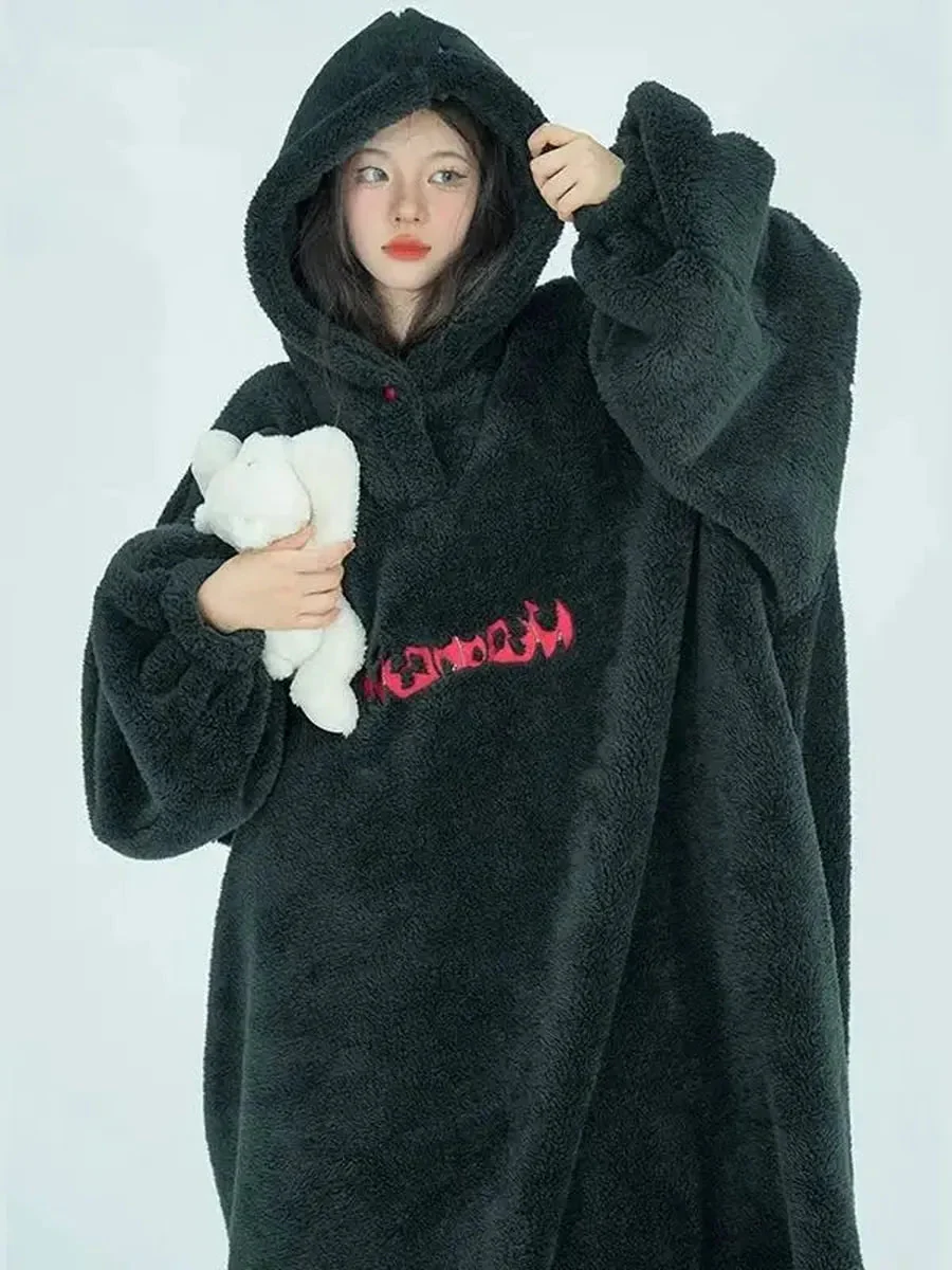 'No Romance' Streetstyle Fleeced Hooded Pjms Gown