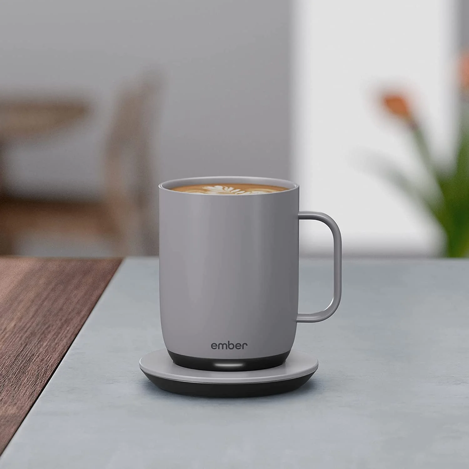Ember Temperature Control Smart Mug 2, 14 oz, Grey, 80 min Battery Life | App Controlled Heated Coffee Mug | Improved Design with Clear Splash-Proof Sliding Lid