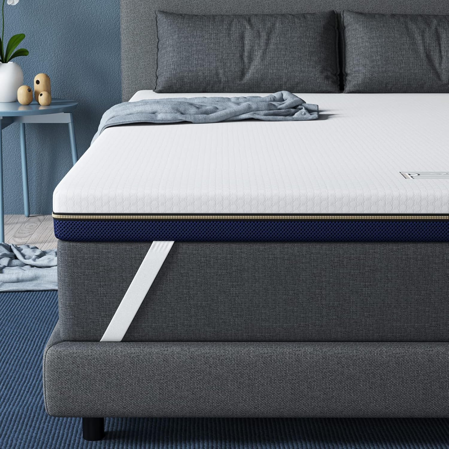 BedStory 4 Inch Firm Memory Foam Mattress Topper Queen Size - Extra Firm Bed Topper for Overweight Individuals, Back Pain Relief Enhanced Cooling Pad with Skin-Friendly Cover, CertiPUR-US Certified