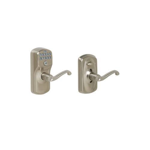 Schlage FE595 PLY/FLA Plymouth Keypad Flex-Lock Entry Leverset with Flair Lever Satin Chrome