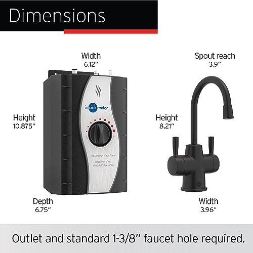 InSinkErator HOT250 Instant Hot Water Dispenser System, Single-Handle Faucet in Satin Nickel with 2/3-Gallon Stainless Steel Tank, H250SN-SS