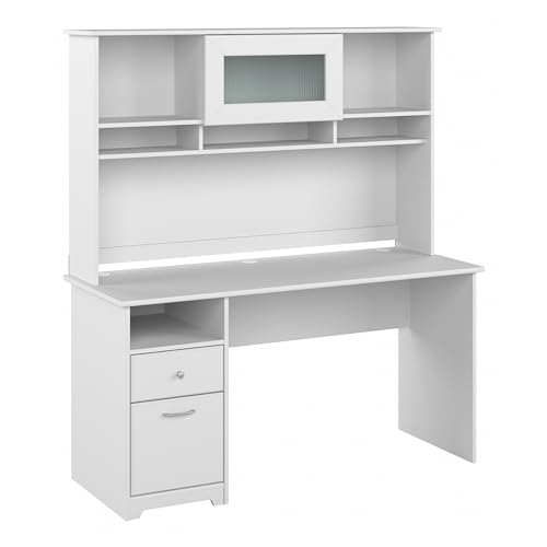 Bush Furniture Cabot 60W Computer Desk with Hutch and Drawers in Espresso Oak