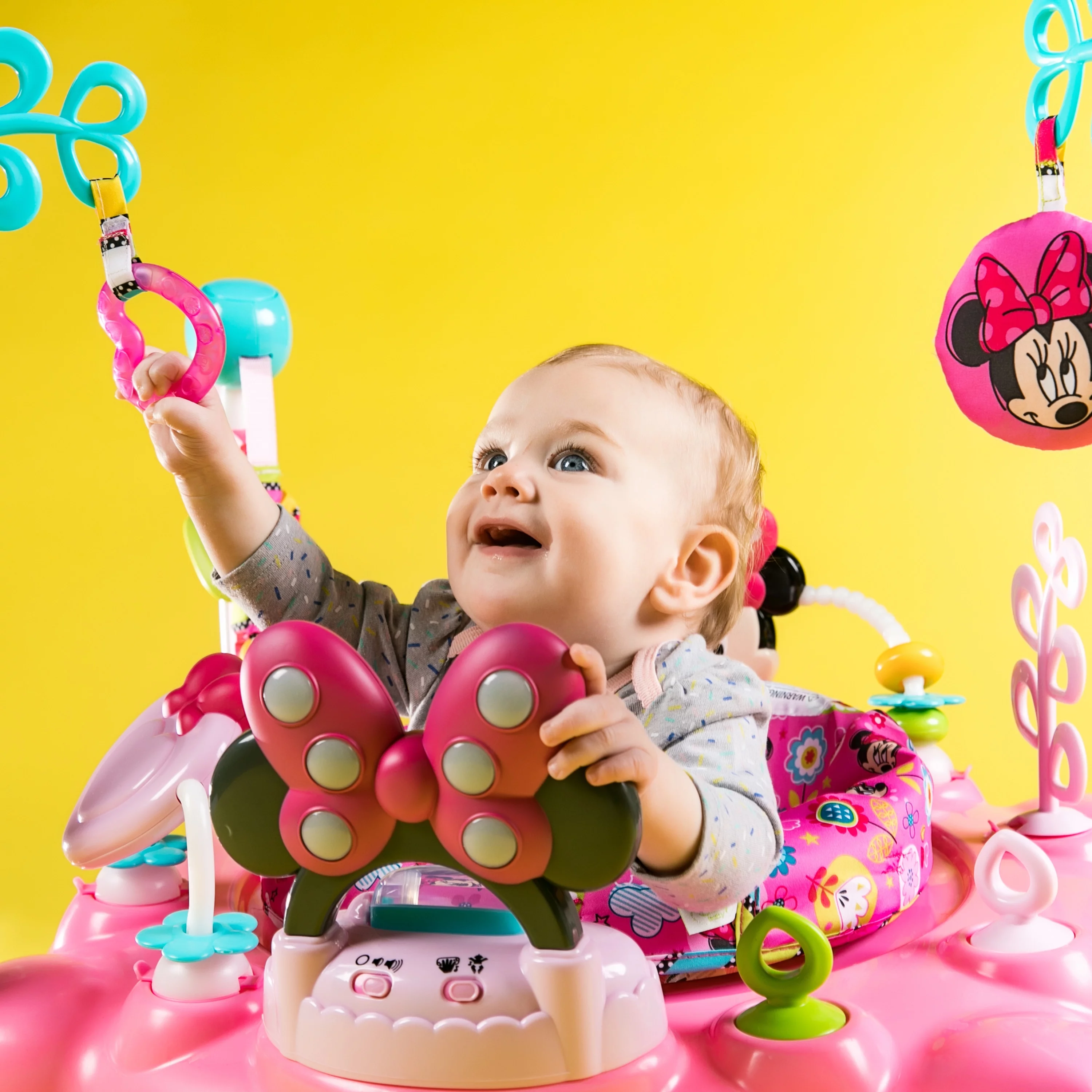 Bright Starts Disney Baby Minnie Mouse PeekABoo Activity Jumper with Lights and Melodies, Ages 6 months +