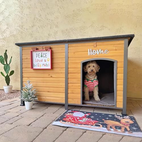 Aivituvin Outdoor Dog House 59" Extra Large Insulated Dog Kennel with Insulation Liner for Winter,All-Around Iron Frame