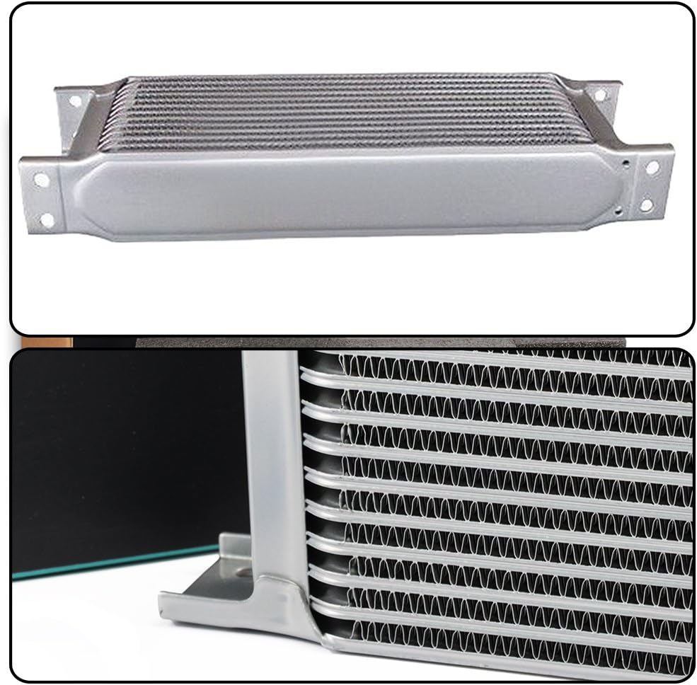 PIT66 30 Row 10AN Universal Engine Transmission Oil Cooler + 7" Fan With Fixed Oil Cooler Cooling Fan Kit