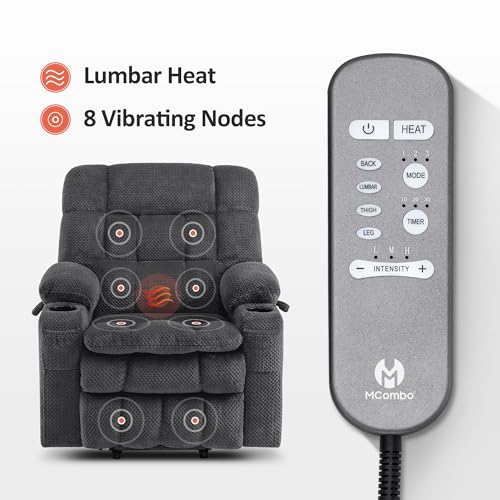 MCombo Dual Motor Power Lift Recliner Chair with Massage and Heat for Elderly People, Infinite Position, USB Ports, Cup Holders, Fabric 7890 (Medium-Regular, Burgundy)