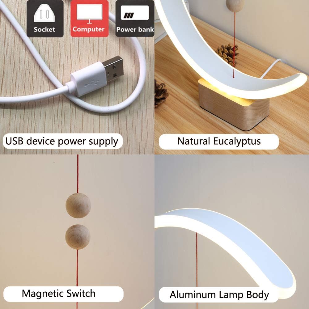 Heng Balance Lamp Switch on in mid-air USB Powered LED Table lamp Warm Eye-Care Designer Desk lamp ,Contemporary Soft Light Office Modern Home Dorm Bedside Gift lamp (Wood)