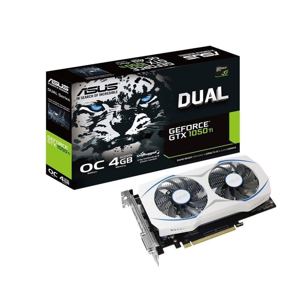 ASUS GeForce GTX 1050 Ti DUAL 0TI-O4G OC Edition Graphics Card - 4 GB GDDR5 - 128-bit - 1341 MHz