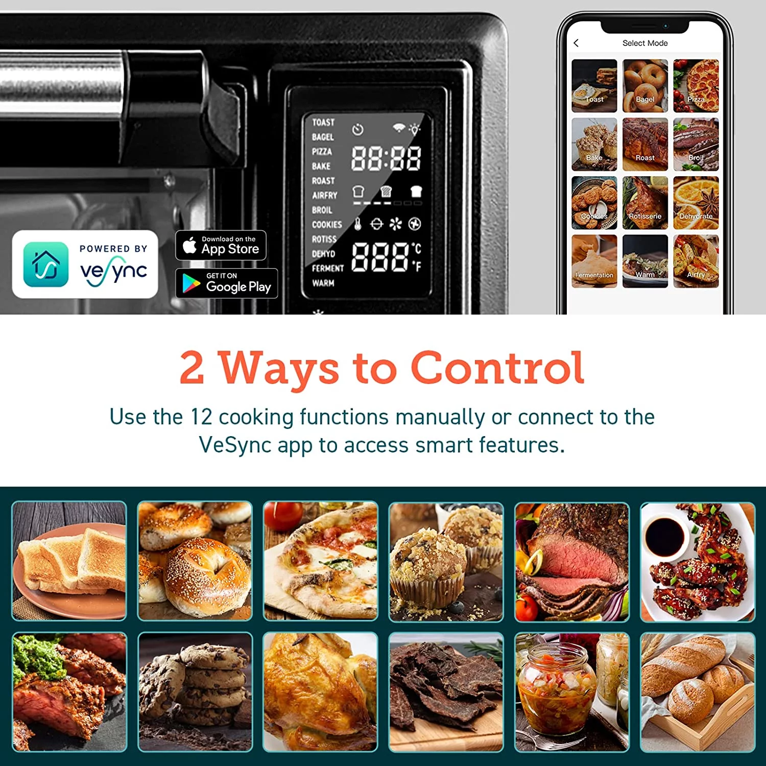 COSORI Smart New Air Fryer Toaster Oven, Large 32-Quart, Stainless Steel, Walmart Exclusive Bonus, Black
