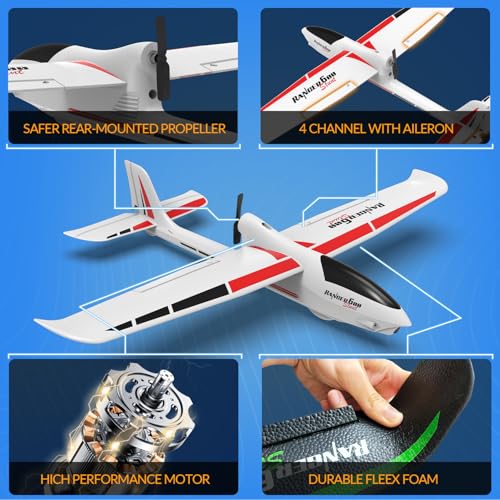 VOLANTEXRC RC Plane, 4CH Remote Control Glider Airplane RTF with 6-Axis Gyro, 3 Modes & Aerobatics Easy to Fly, 2.4GHz Radio Controlled Aircraft for Beginners, Boys & Adults, Ranger600 Stunt, Black