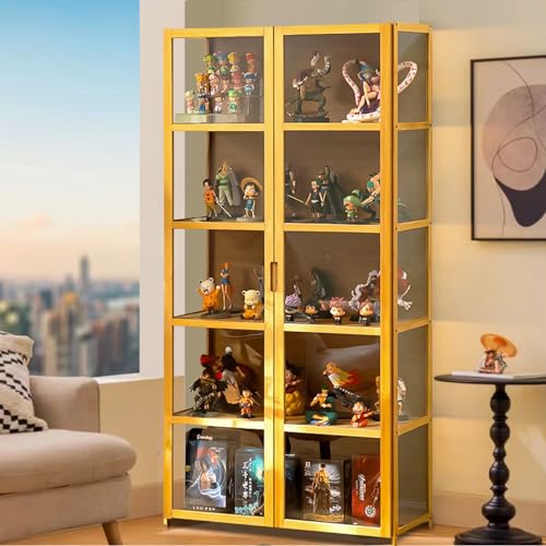 68" Curio Display Cabinet, Storage Shelves with Acrylic Glass Door, Collectibles Toy Organizers Rack & Display Shelf, Kids Bookshelf and Bookcase for Playroom, Bedroom