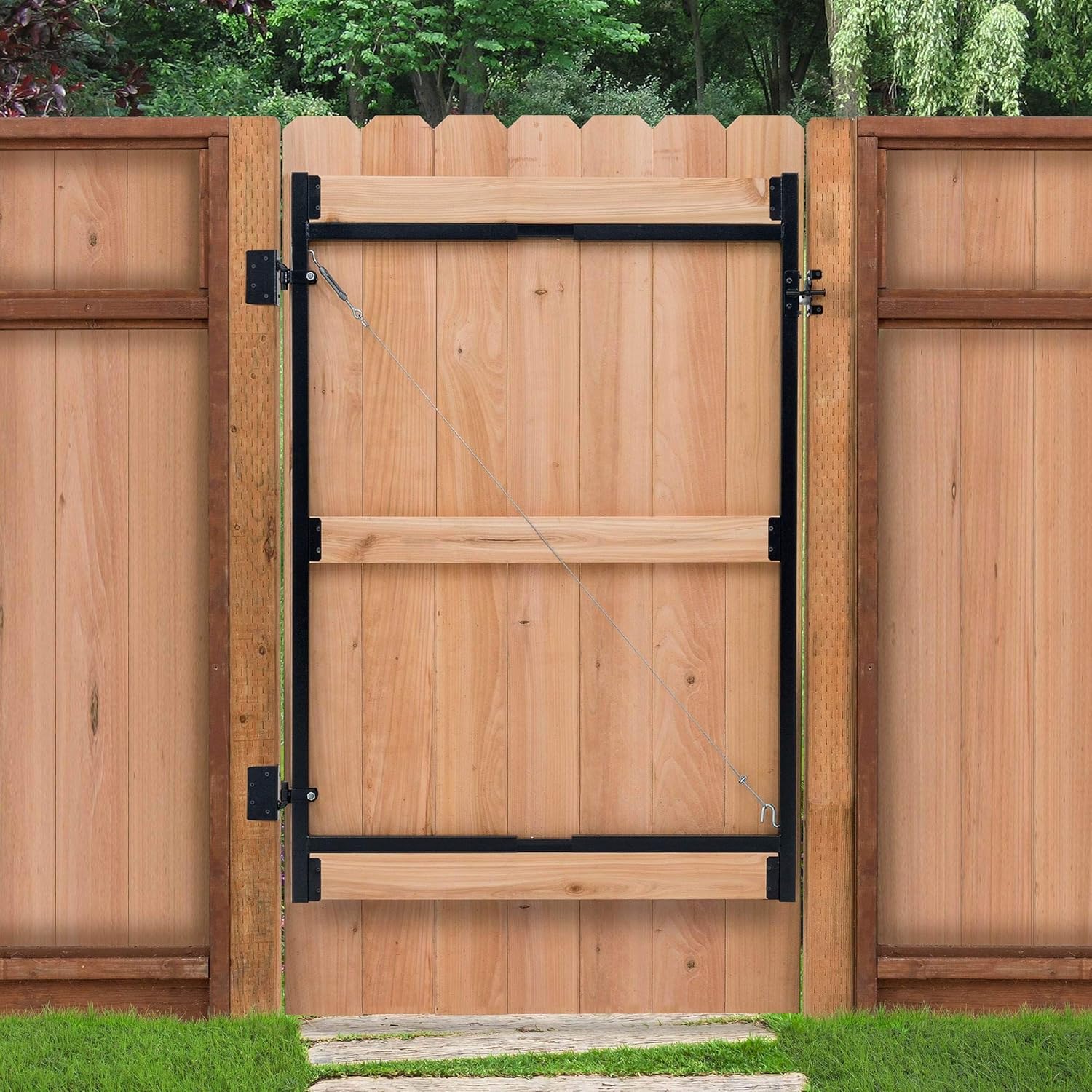 Adjust A Gate Steel Frame Gate Adjustable Building Kit for Doorway and Driveway, 60 to 96 Inches Wide and 6 Inches High, 3 Pack