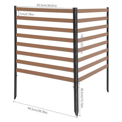 Air Conditioner Fence 2 Panels 39"W x 51"H Privacy Screens Fence Panel for Outdoor Units Pool Equipment Trash Can Enclosure for Outside (Brown)