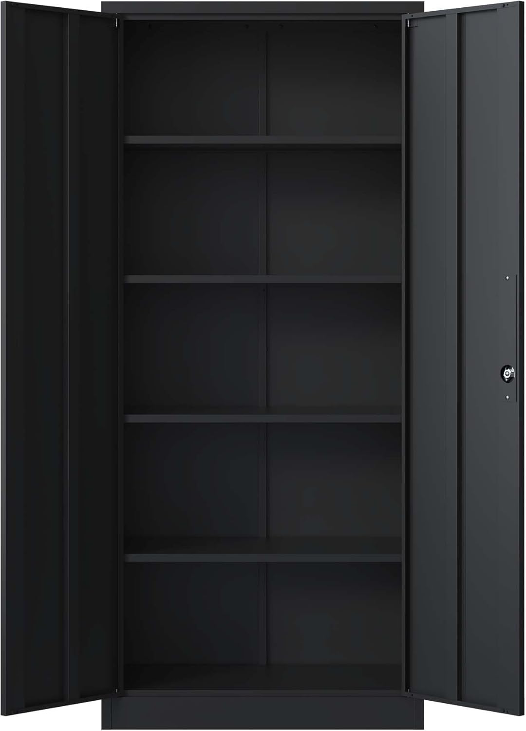 71" H Metal Garage Storage Cabinet Tool Steel Locking Cabinet with Doors and 4 Shelves Tall Cabinets for Garage Storage Systems Lockable File Cabinet for Home Office,Black