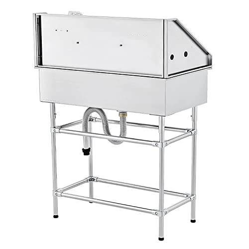 CO-Z 34 Inch Stainless Steel Dog Washing Station for Home, Professional Pet Dog Grooming Tub for Medium & Small Dogs, Extra Elevated Pet Wash Station, Dog Bathtub Bathing Station, Dog Shower Tub