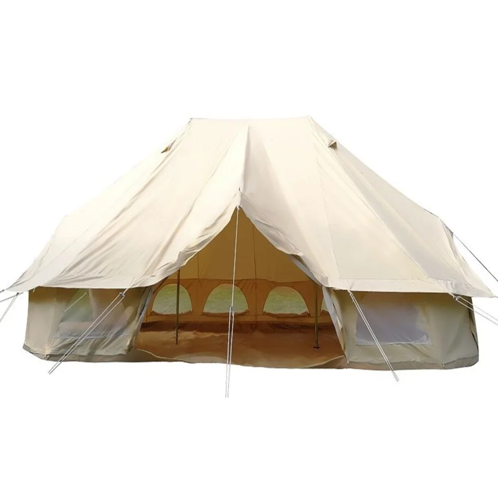 Latourreg Glamping Luxury Cotton Canvas 20ft x13ftx10ft Emperor Bell Tent Beige Canvas Yurt With Twin Pole For  8-12 Person