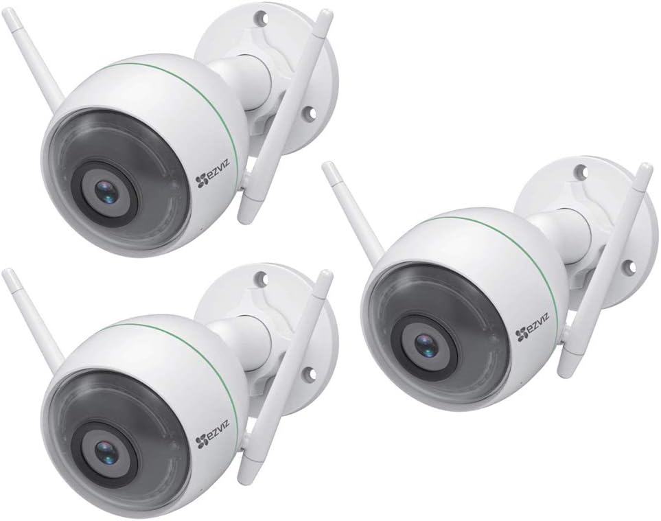 EZVIZ Security Camera Outdoor 1080P WiFi, 100ft Night Vision, Weatherproof, Smart Motion Detection Zone, 2.4GHz WiFi Only(C3WN, 3 Packs)