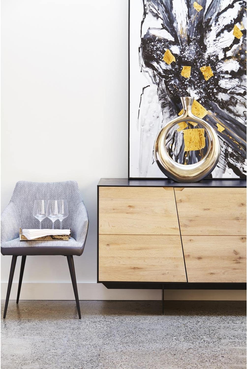Moe's Home Collection Instinct Sideboard, Black and Natural