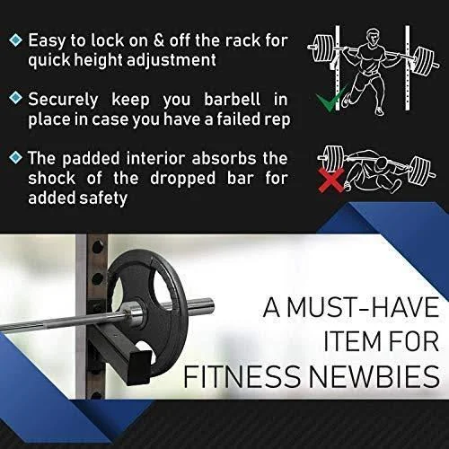 Yes4all Safety Spotter Arms for 2x2 Power Rack, Safety Squat Bar Extension, Lift Safety