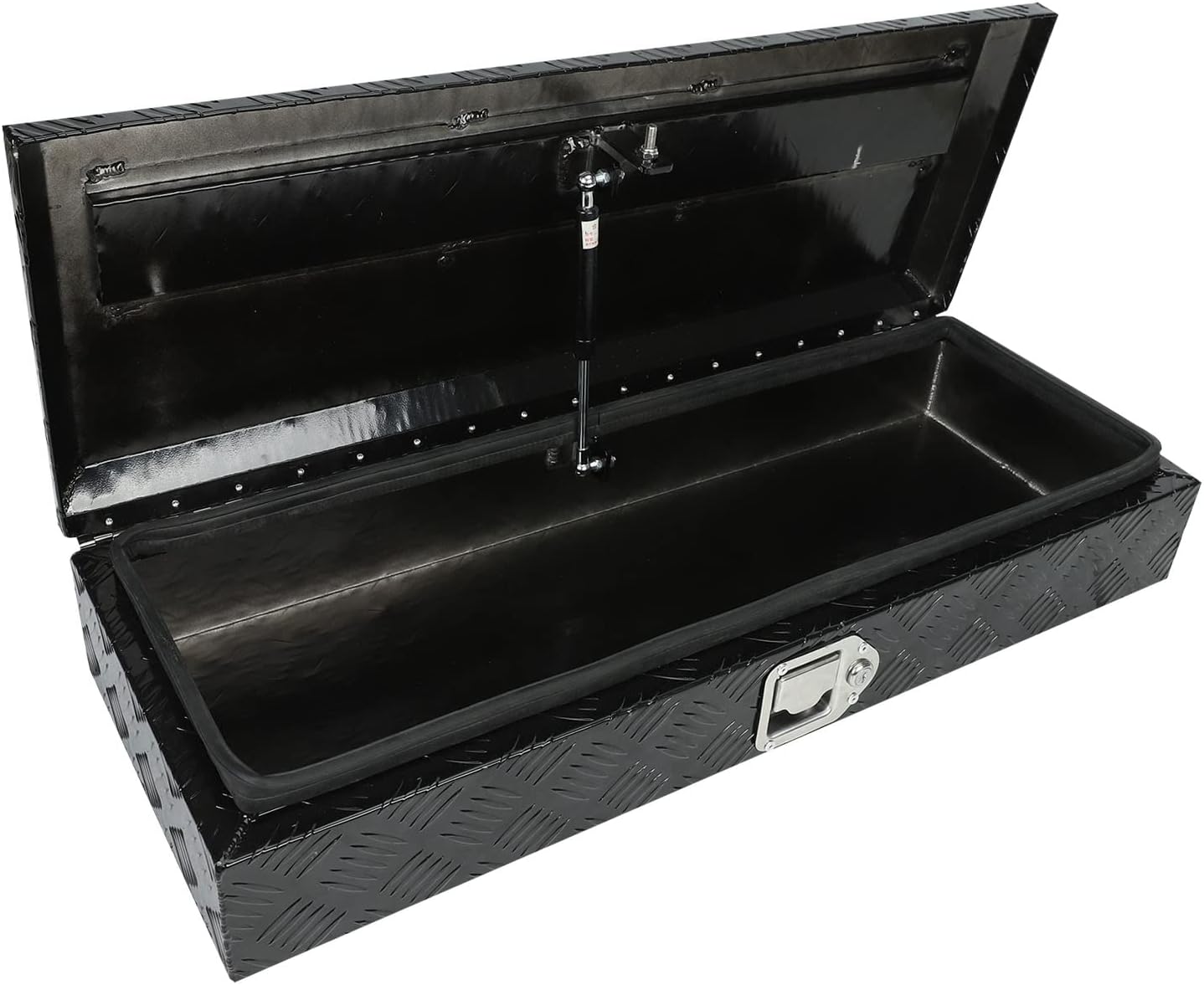18X17X17.75 Black Aluminum 5 Bar Tread Tool Box Truck Car Outdoor Trailer Pickup Underbody Toolbox,RV Storage Organizer，Underbed Tools Organizer W/Lock Latch w/Keys
