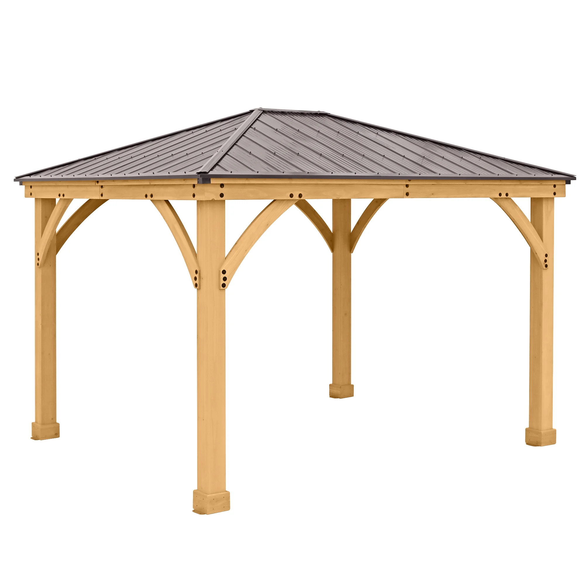 Yardistry 10 ft. × 12 ft. Meridian Cedar Gazebo with Aluminum Roof