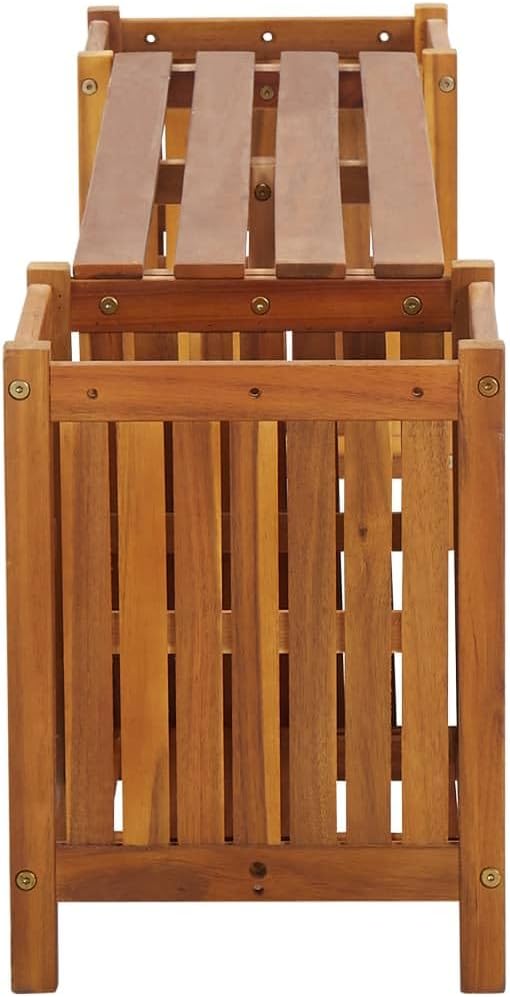 vidaXL Planter Bench, Outdoor Wooden Seat with Raised Plant, Planter Box Bench for Garden Patio Backyard Porch Deck, Solid Wood Acacia