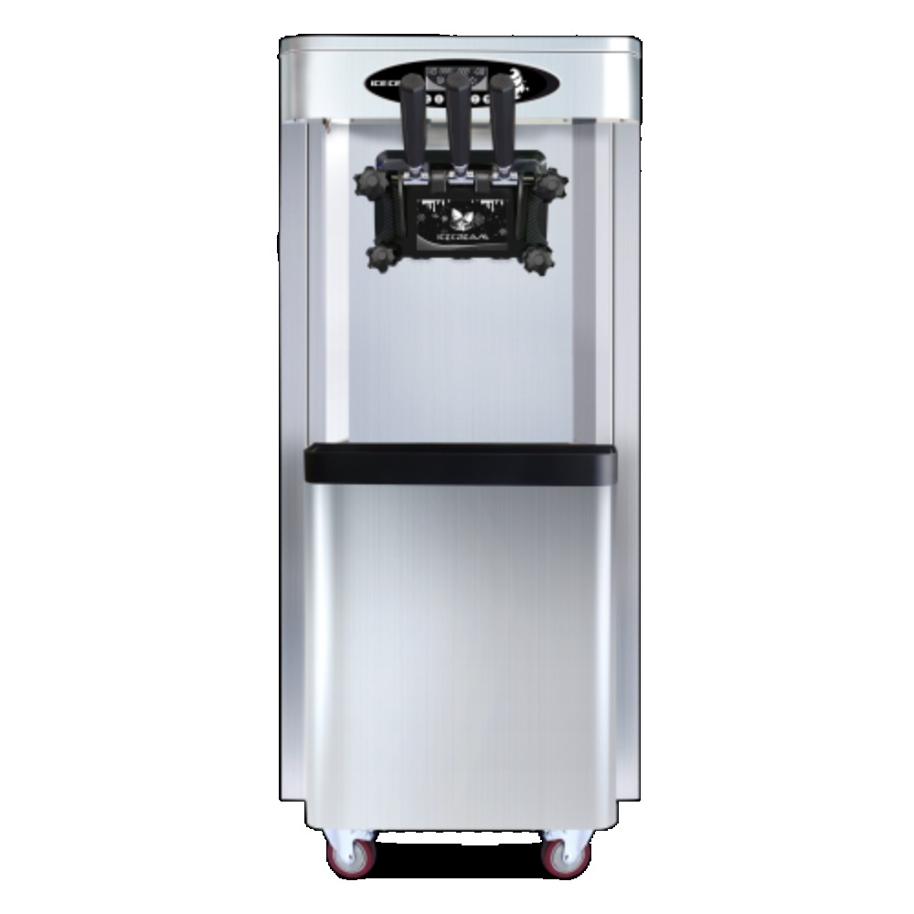 Commercial vertical ice cream machine,25-30L/H production capacity, with 2x6L hopper, 2000W power, soft ice cream machine for restaurants and snack shops, three flavors
