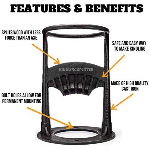 Kindling Splitter, Firewood Log Splitter, Manual Made of Cast Iron
