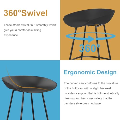 Andeworld Swivel Barstools Set of 4,Modern 30" Bar Height Chairs Plastic Seat Metal Bar Stools for Kitchen Island Breakfast Bar,White
