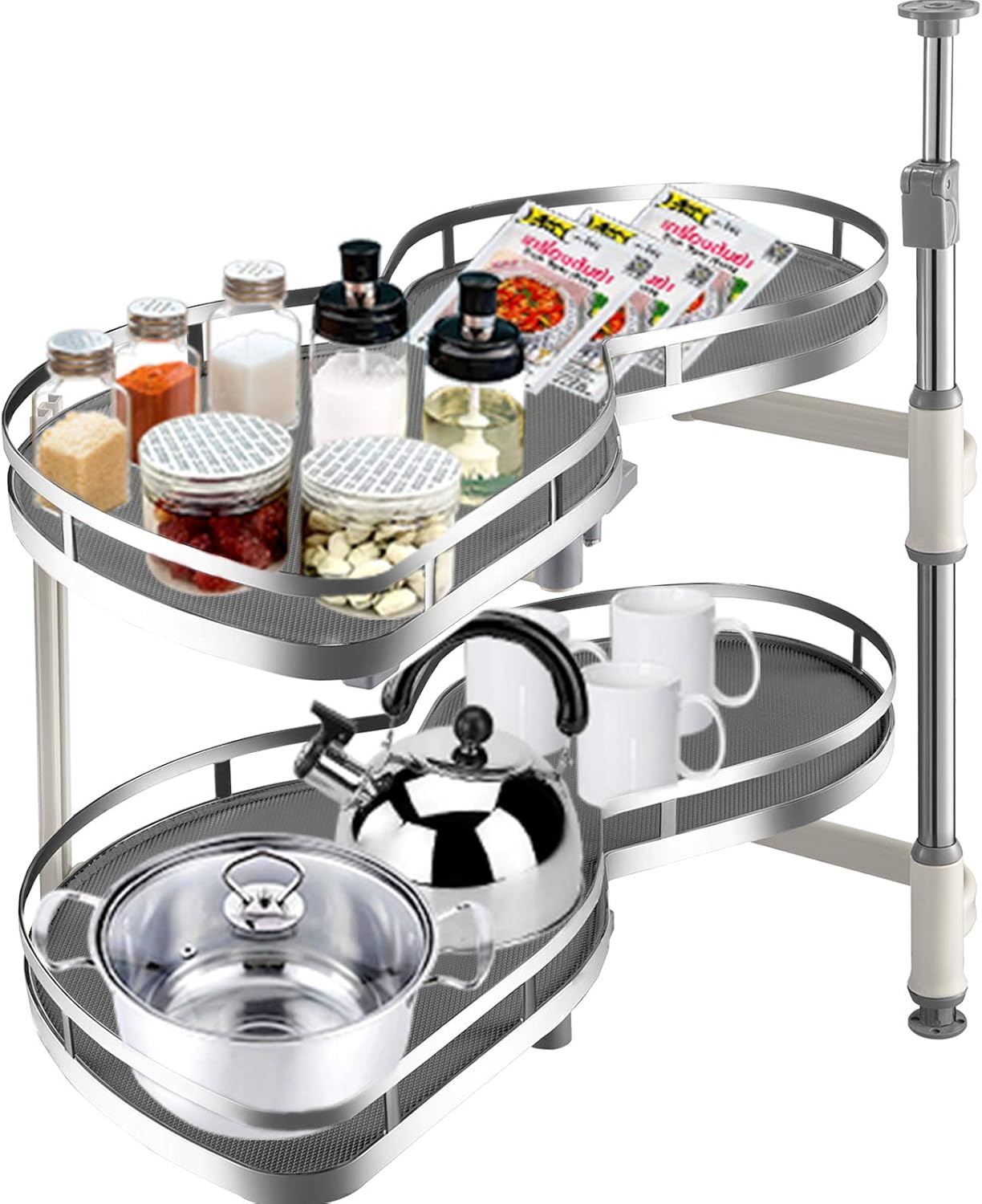 VEVOR Swing Left Blind Corner Cabinet Pull Out for 36 inch Cabinet, 2 Tier Swing Tray Blind Kitchen Cabinet, Soft Close Cloud Blind Organizer for Right Handed Open Blind Corner Cabinet