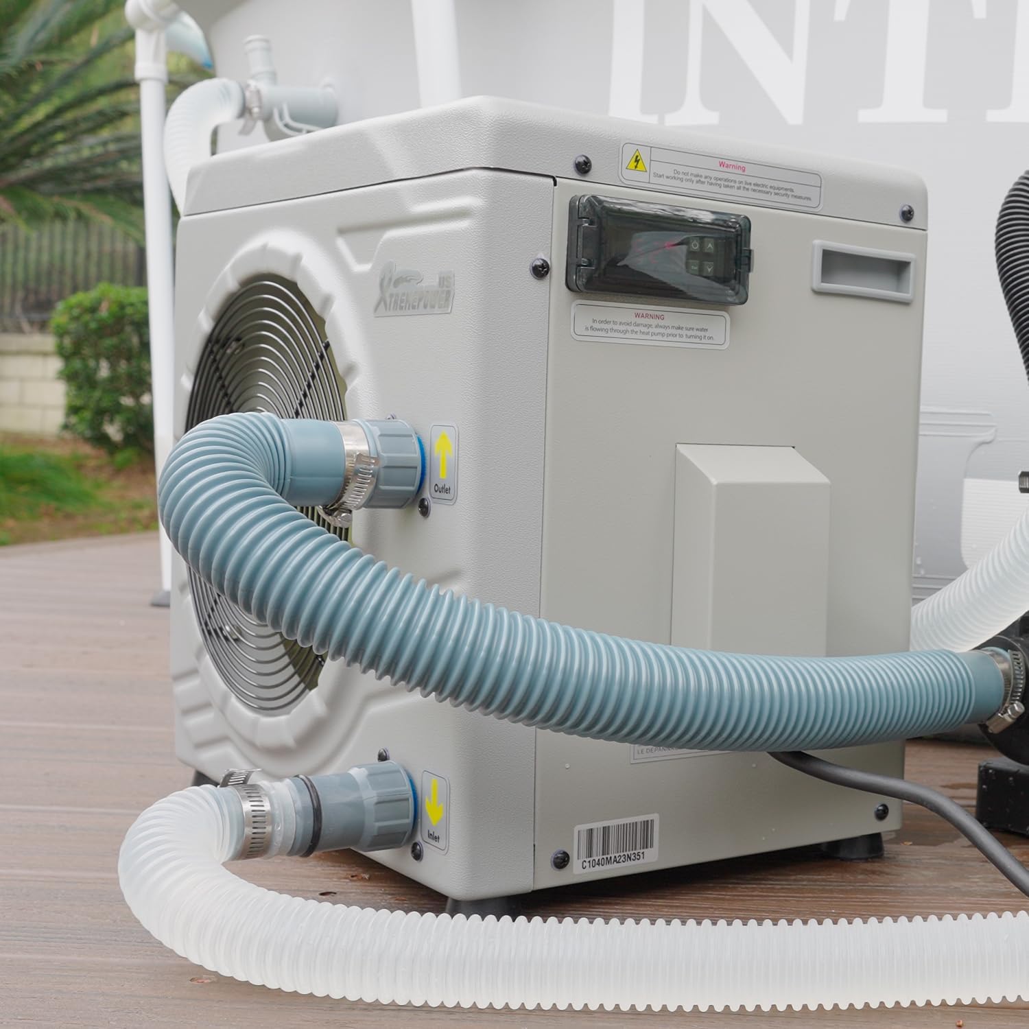 XtremepowerUS Above Ground Pool Heat Pump, Pool Heater Output 14,500BTU, for Pools up to 4700-gallon, 115V/60Hz, Titanium Heat Exchanger