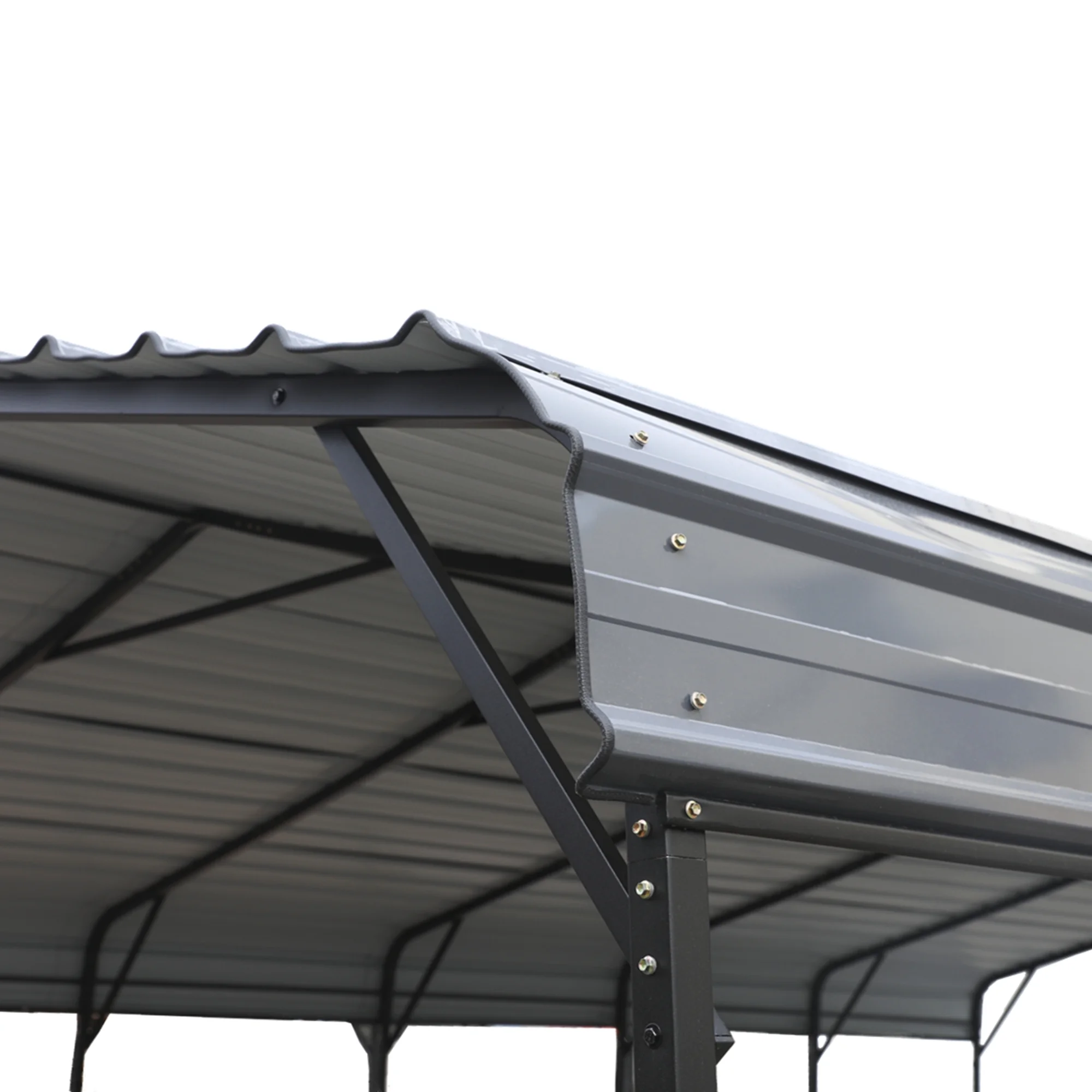 Summit Living 20 x 20 ft Metal Carport with Galvanized Steel Roof, Heavy-Duty Steel Garage Car Storage Shelter, Gray