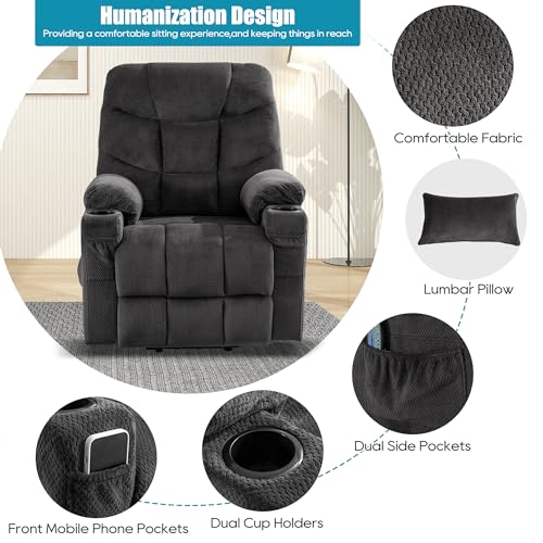 Power Lift Recliner Chair for Elderly,Lift Chair with Heat and Massage,Lift Chair Recliner with USB Port,Electric Lift Recliner Chair with Remote,2 Side Pockets, and Cup Holders