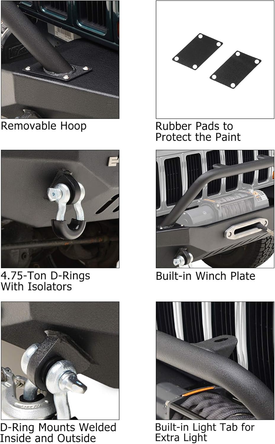 KML Offroad Front Bumper W/Winch Plate Fit for 84-01 Cherokee XJ