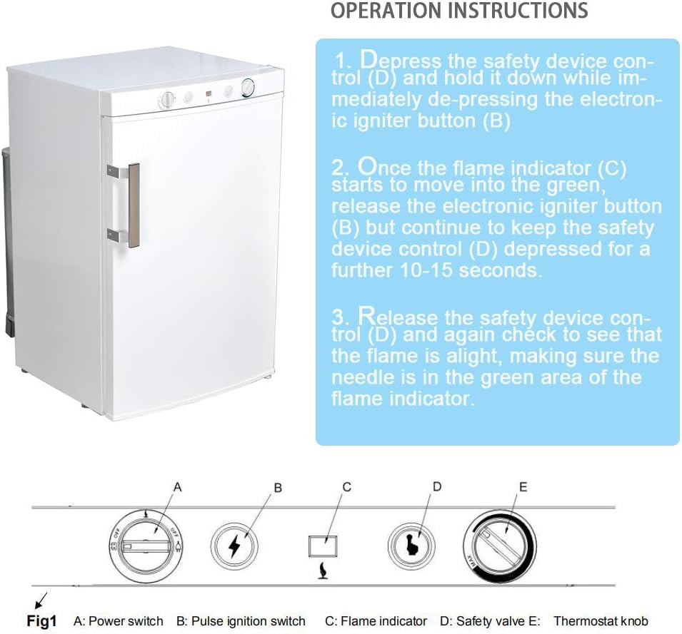 SMETA RV Propane Refrigerator with Freezer 12V/110V/Gas LPG, No Noise, RV Fridge for Dorm Office Garage Motorhome Caravan, Single Door, 3.5 Cu.Ft, White
