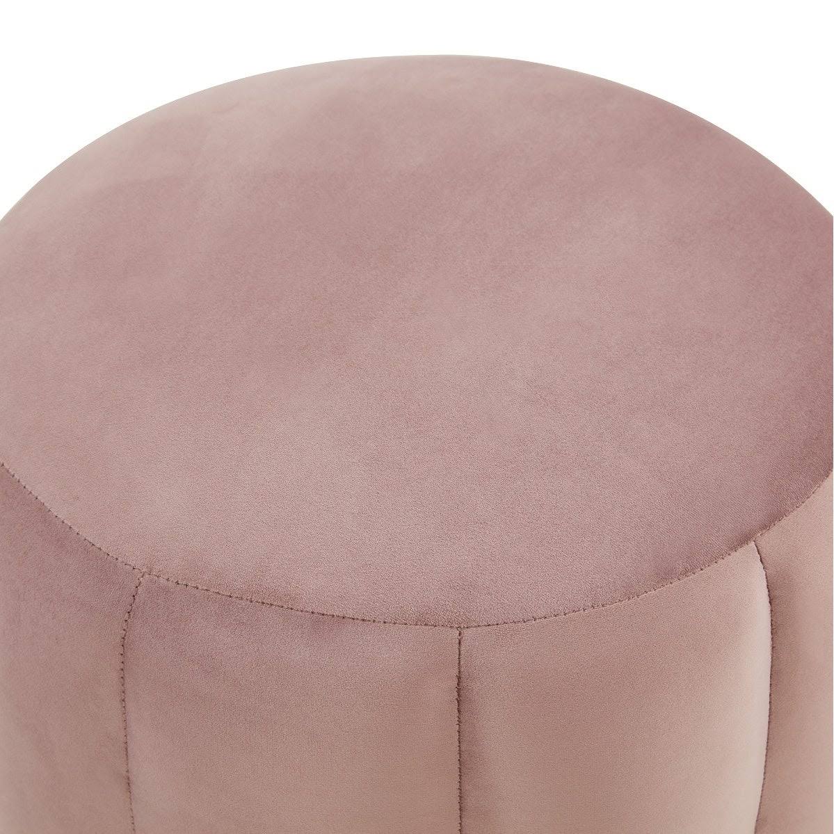 LeisureMod Franklin Round Velvet Ottoman Footrest with Gold Base - Purple