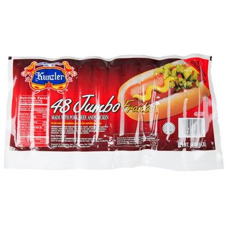 Kunzler 8/1 Jumbo Meat Franks - 96/Case